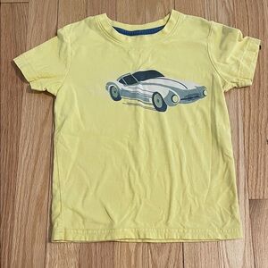 Tea Collection Yellow Tee with Blue and White Car Graphic